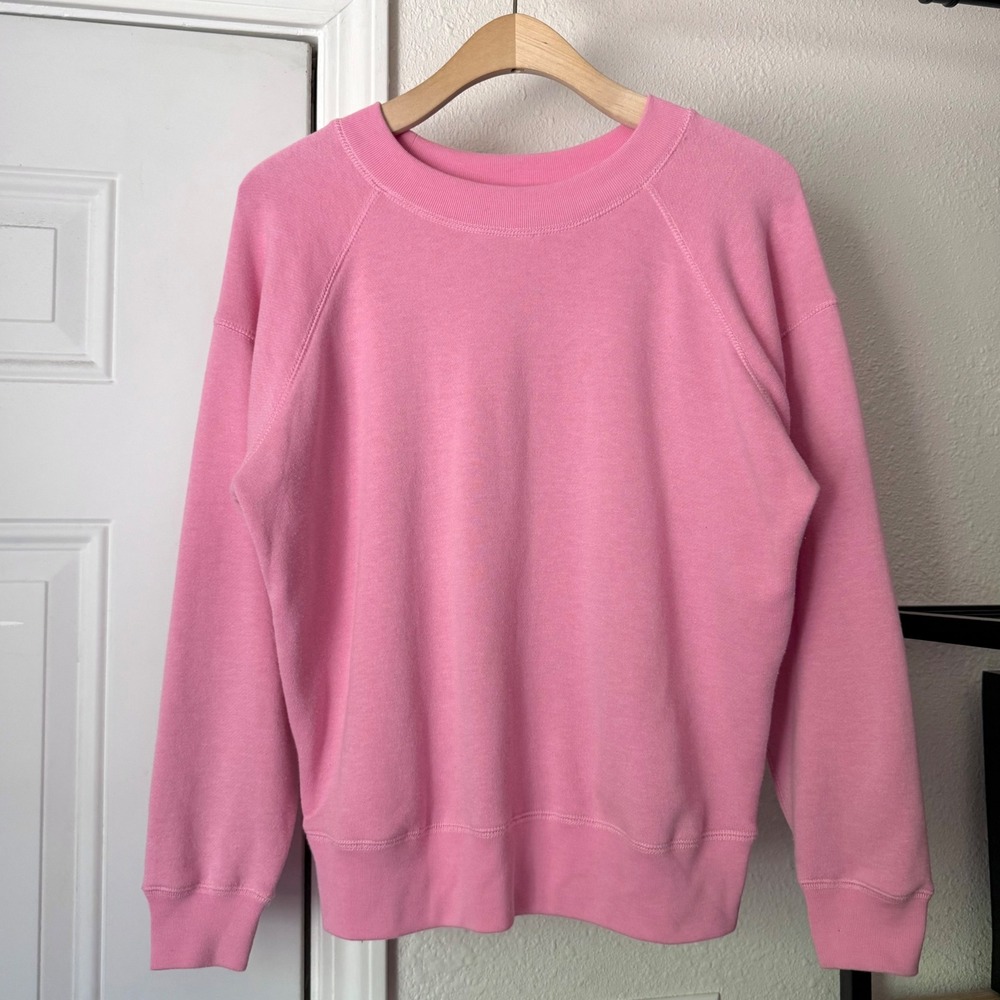 ENTIREWORLD. pink cotton long sleeve crew neck raglan pullover sweater